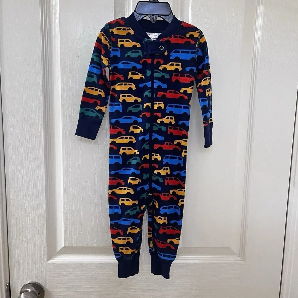 Hanna Andersson Zip Sleeper Traffic Jam Cars Organic Cotton Size 75 US 12-18 Mos